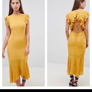 Hope & ivy mustard ruffle dress